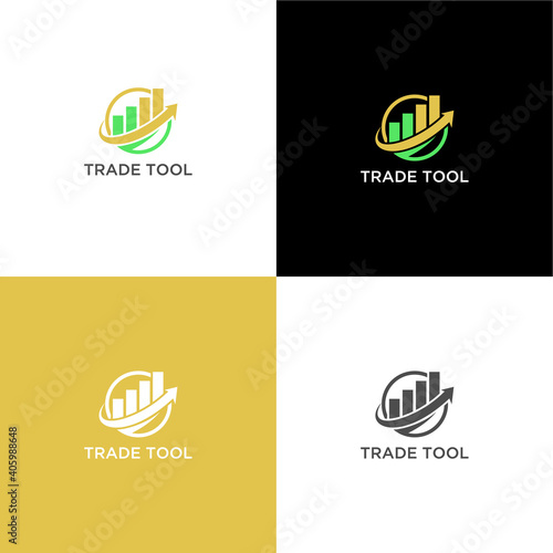 financial set graphic logo and business card
