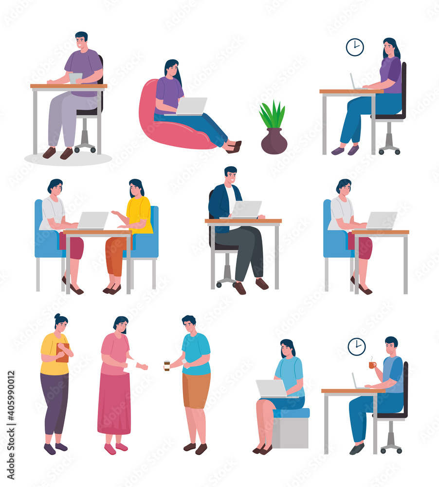 group of twelve workers coworking office characters vector illustration design group of twelve workers coworking office characters vector illustration design