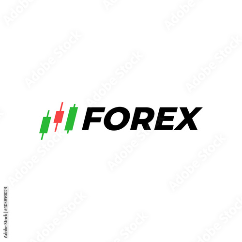 Forex Logo. Candlestick trading chart analyzing in forex logotype.