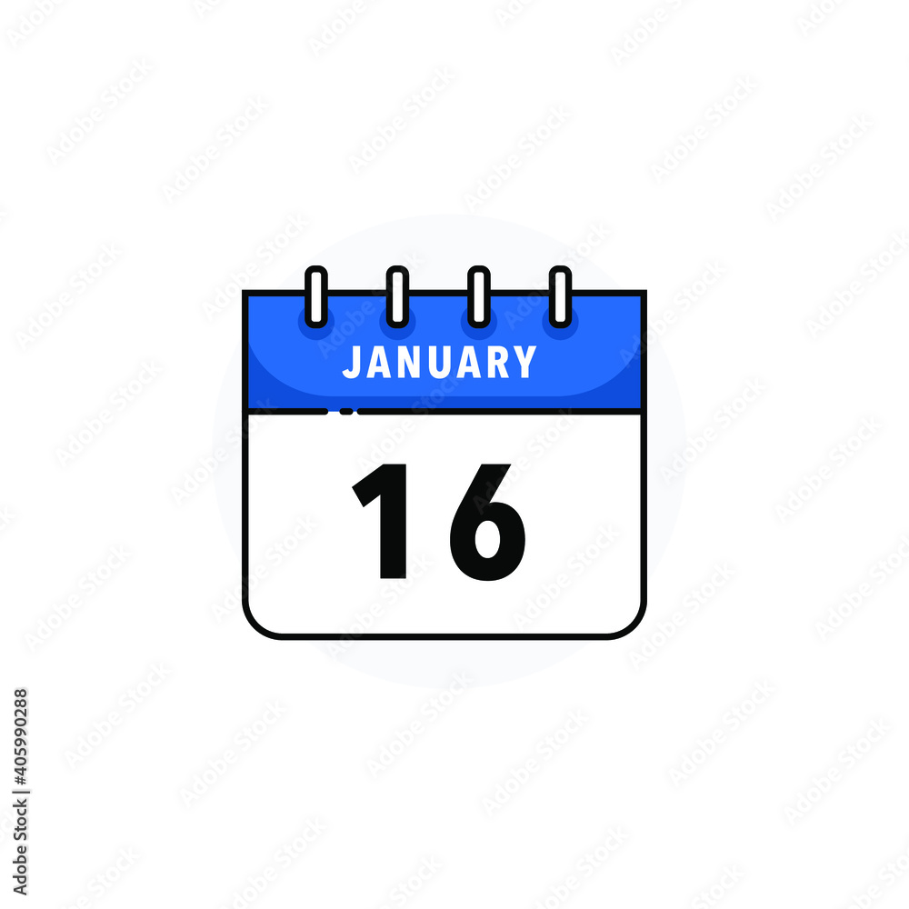 January 16 - Calendar Icon With Flat Design Concept - Vector Illustration January 16 - Calendar Icon With Flat Design Concept - Vector Illustration