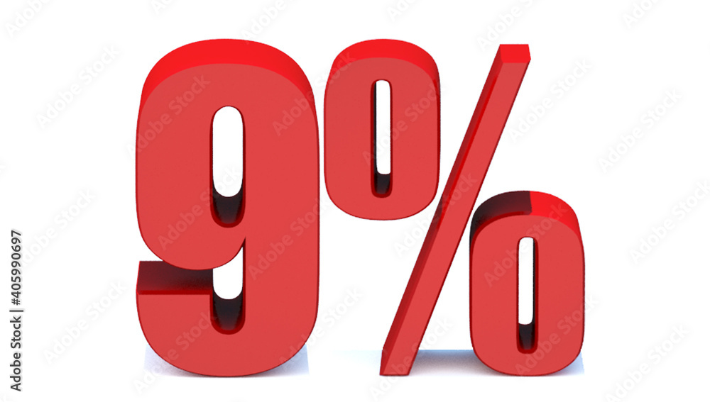  9 Percent off 3d Sign on White Background, Special Offer 9% Discount Tag, Sale Up to 9 Percent Off,big offer, Sale, Special Offer Label, Sticker, Tag, Banner, Advertising, offer Icon