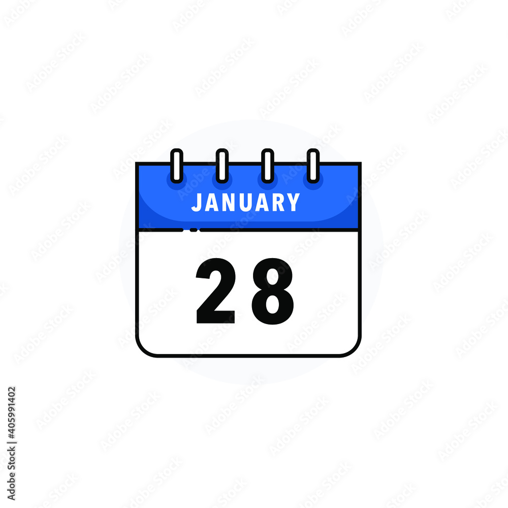 January 28 - Calendar Icon With Flat Design Concept - Vector Illustration January 28 - Calendar Icon With Flat Design Concept - Vector Illustration
