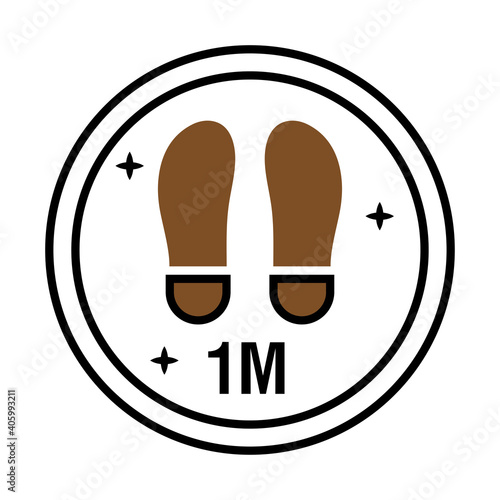 reopening sticker with footprint location half line style icon vector illustration design