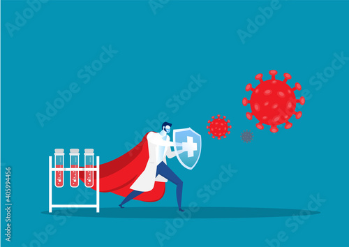 doctor are hero fighting coronavirus infection Healtcare concept corona virus with vaccine utbreak pandemic stop
