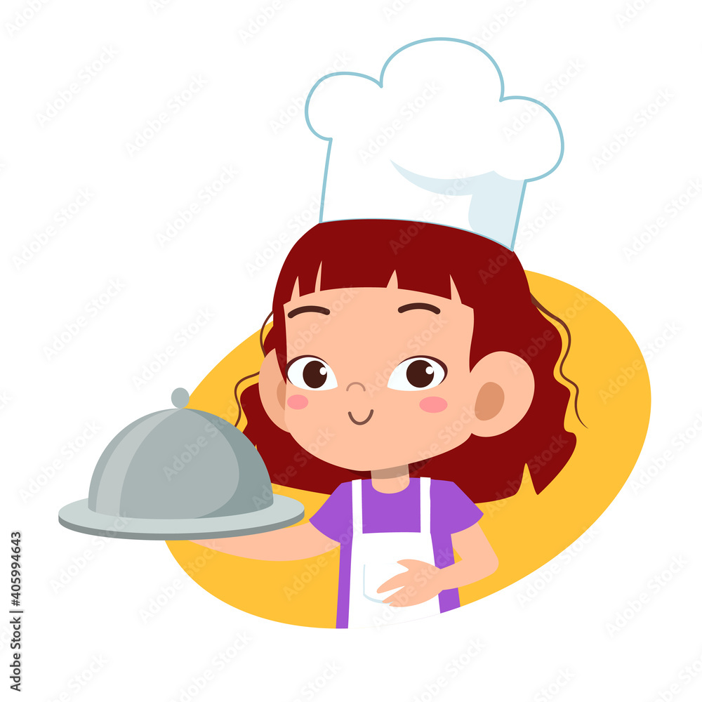 happy cute kid chef cook in kitchen happy cute kid chef cook in kitchen
