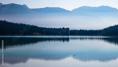 misty morning at Lake Louise