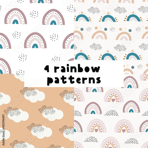 Set of rainbows vector patterns for print