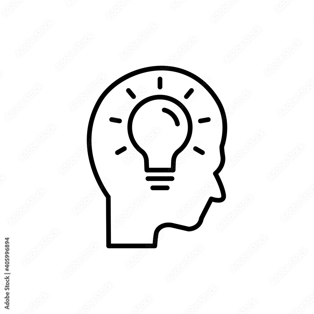 Head line icon with light bulb. Concept of new idea. Idea generation process. simple design editable. Design template vector Head line icon with light bulb. Concept of new idea. Idea generation process. simple design editable. Design template vector
