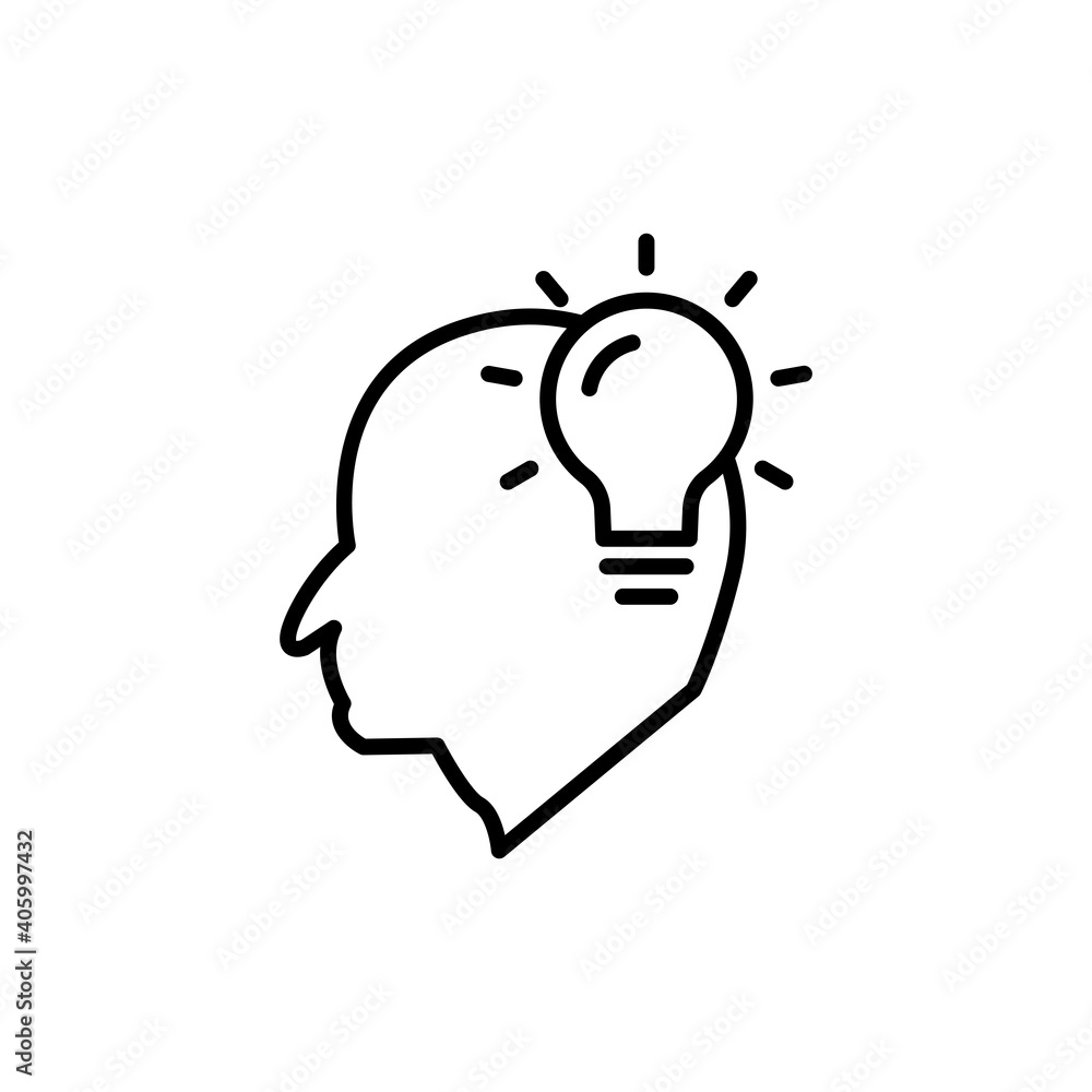 Head line icon with light bulb. Concept of new idea. Idea generation process. simple design editable. Design template vector Head line icon with light bulb. Concept of new idea. Idea generation process. simple design editable. Design template vector