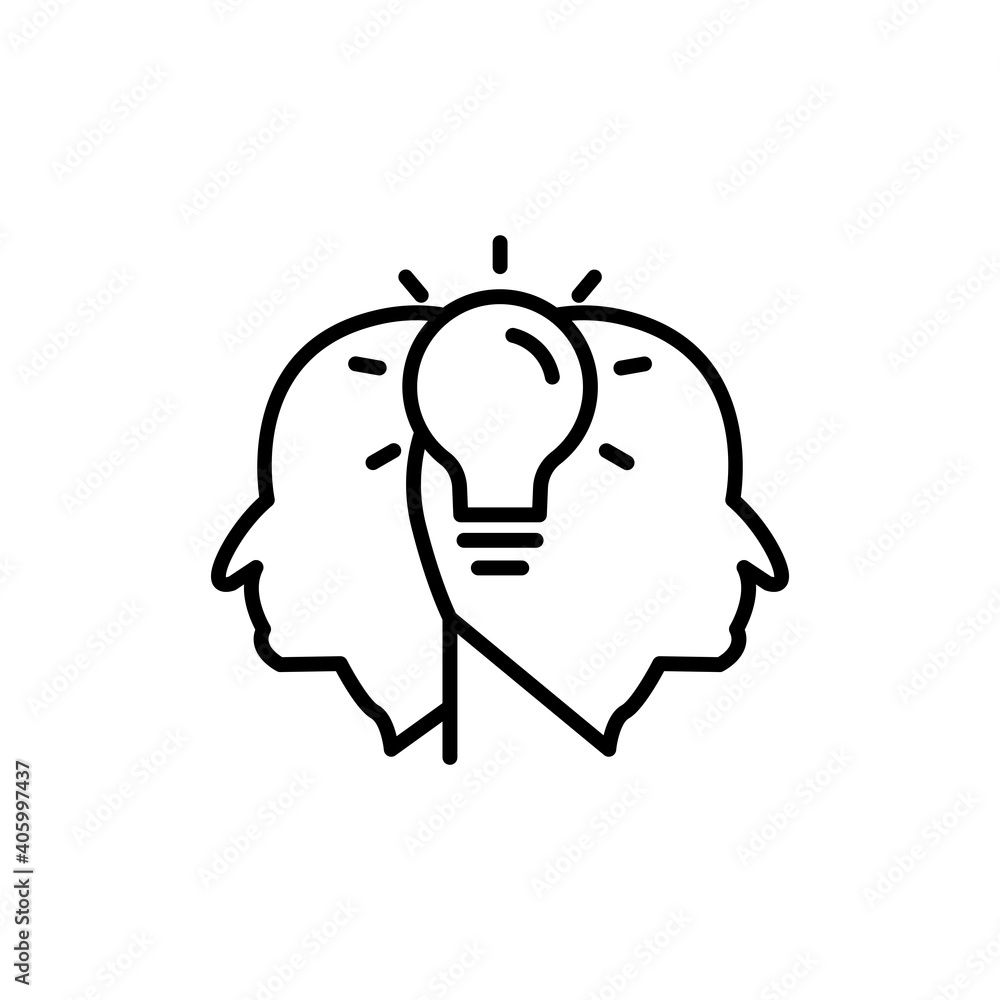 Head line icon with light bulb. Concept of new idea. Idea generation process. simple design editable. Design template vector Head line icon with light bulb. Concept of new idea. Idea generation process. simple design editable. Design template vector