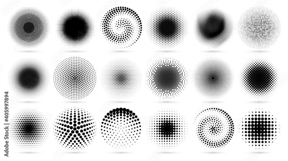 Halftone Circle Round Dotted Texture Radial Geometric Dots Pattern