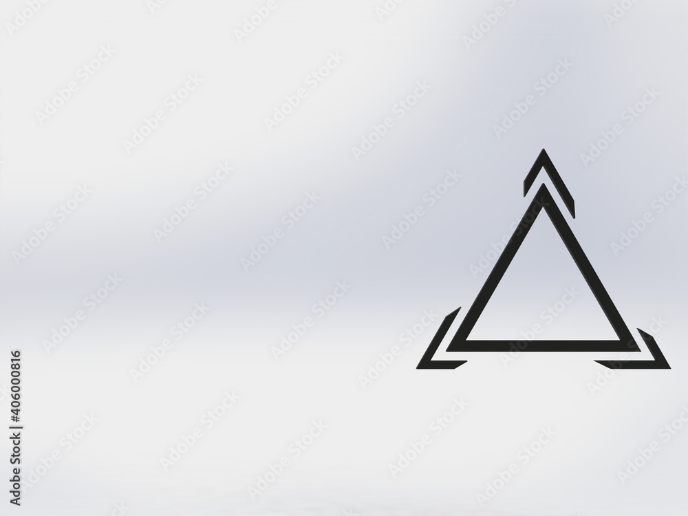 Triangle logo three line break out of the white background illustration 3D Triangle logo three line break out of the white background illustration 3D