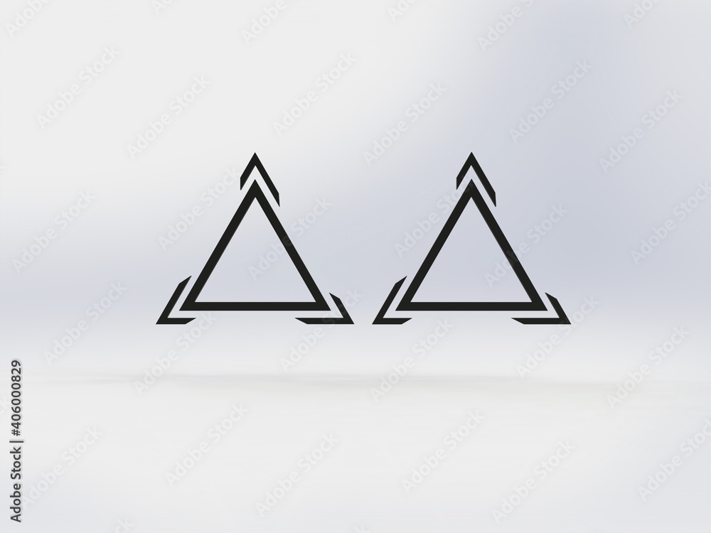 Triangle logo three line break out of the white background illustration 3D Triangle logo three line break out of the white background illustration 3D