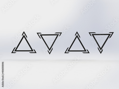 Triangle logo three line break out of the white background illustration 3D