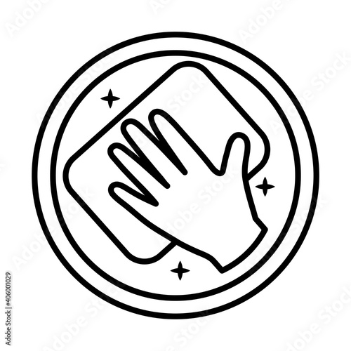 cleaning surfaces sticker line style icon vector illustration design