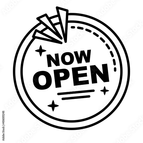 reopening lettering in sticker line style icon vector illustration design
