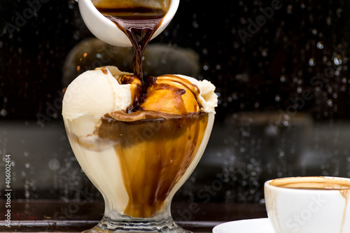 coffee latte with ice cream affagato 