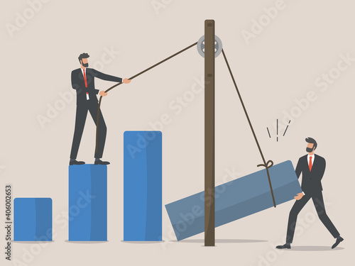 business rebuilding, employees or businessman rebuild business after covid outbreak, teamwork