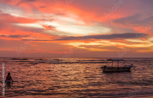 Sunset on the Indian ocean Sri Lanka Hikkaduwa