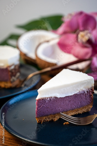 Purple Sweet Potato Pie with Coconut Topping - Haupia