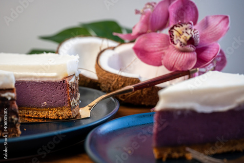 Purple Sweet Potato Pie with Coconut Topping - Haupia photo