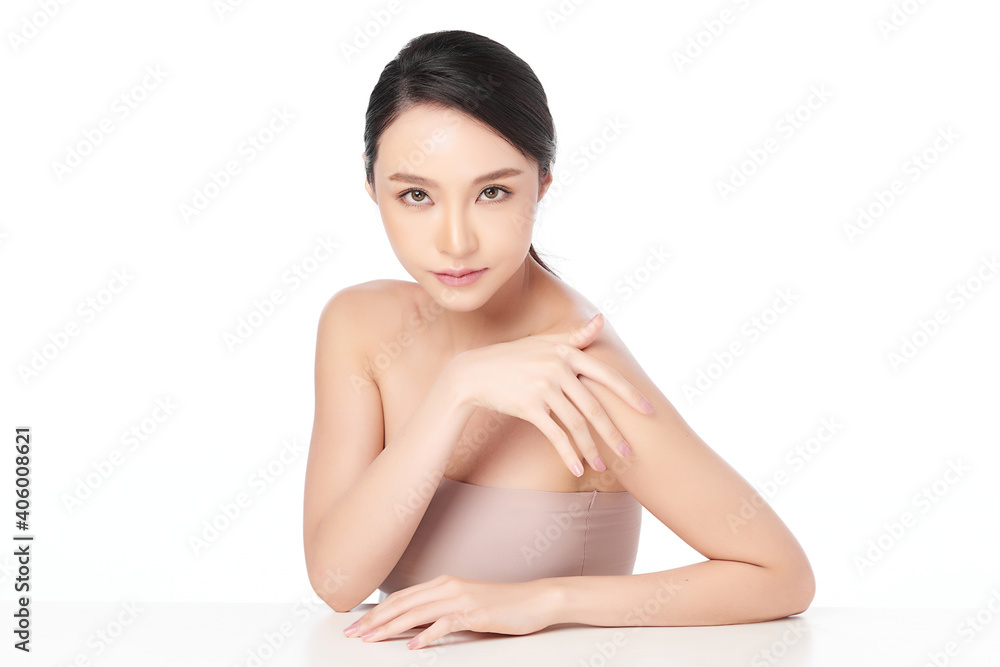 Beautiful young asian woman with clean fresh skin on white background, Face care, Facial treatment, Cosmetology, beauty and spa, Asian women portrait Beautiful young asian woman with clean fresh skin on white background, Face care, Facial treatment, Cosmetology, beauty and spa, Asian women portrait