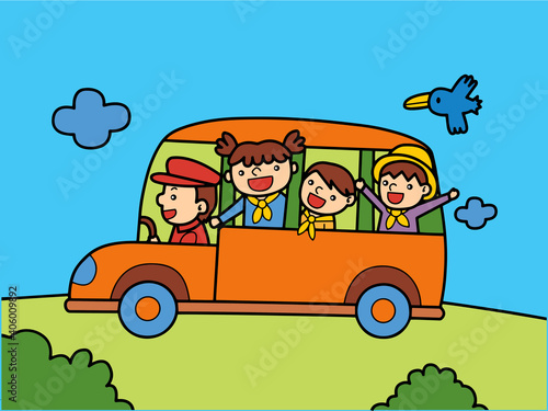 School bus with full kids