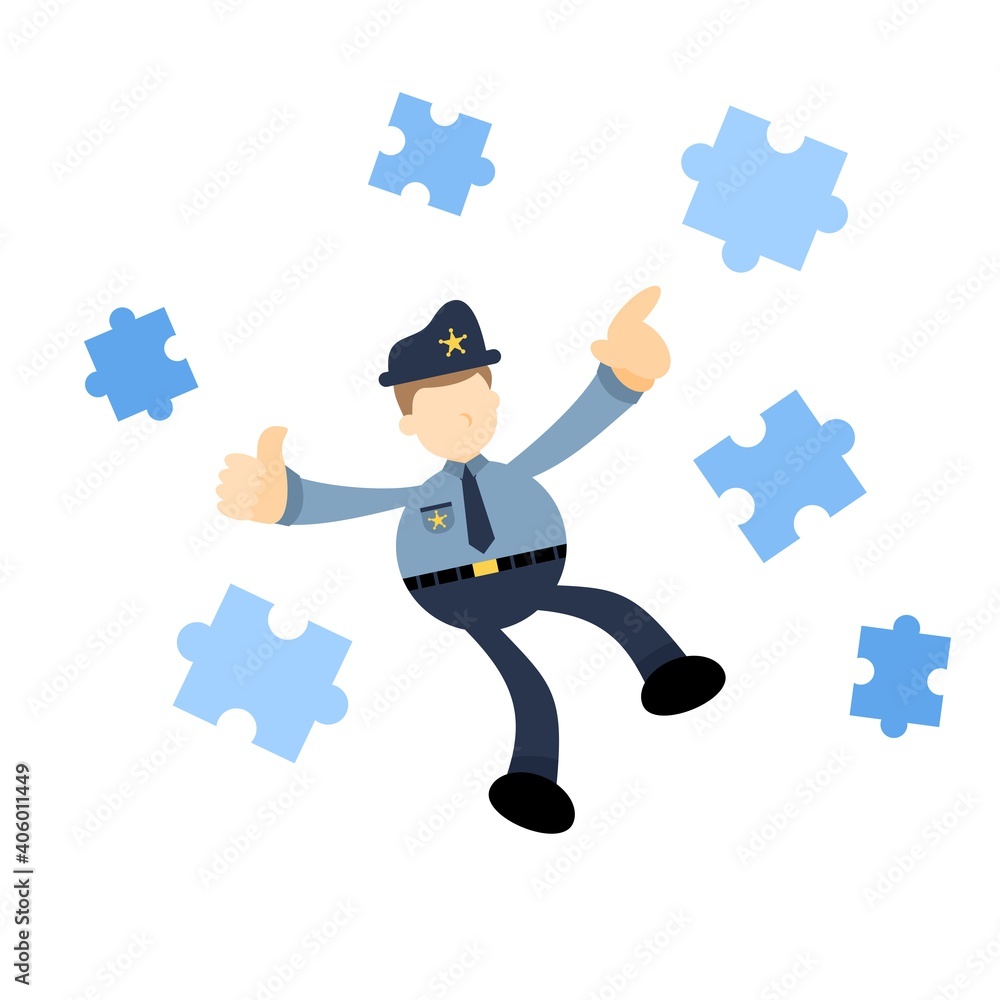 police officer play puzzle cartoon doodle flat design style vector illustration police officer play puzzle cartoon doodle flat design style vector illustration