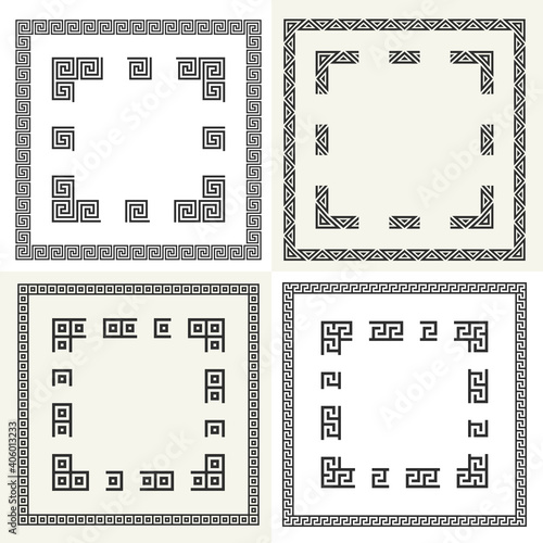 Greek frames. Repeated ancient ornament constructor.  Ancient Greek decorative elements.