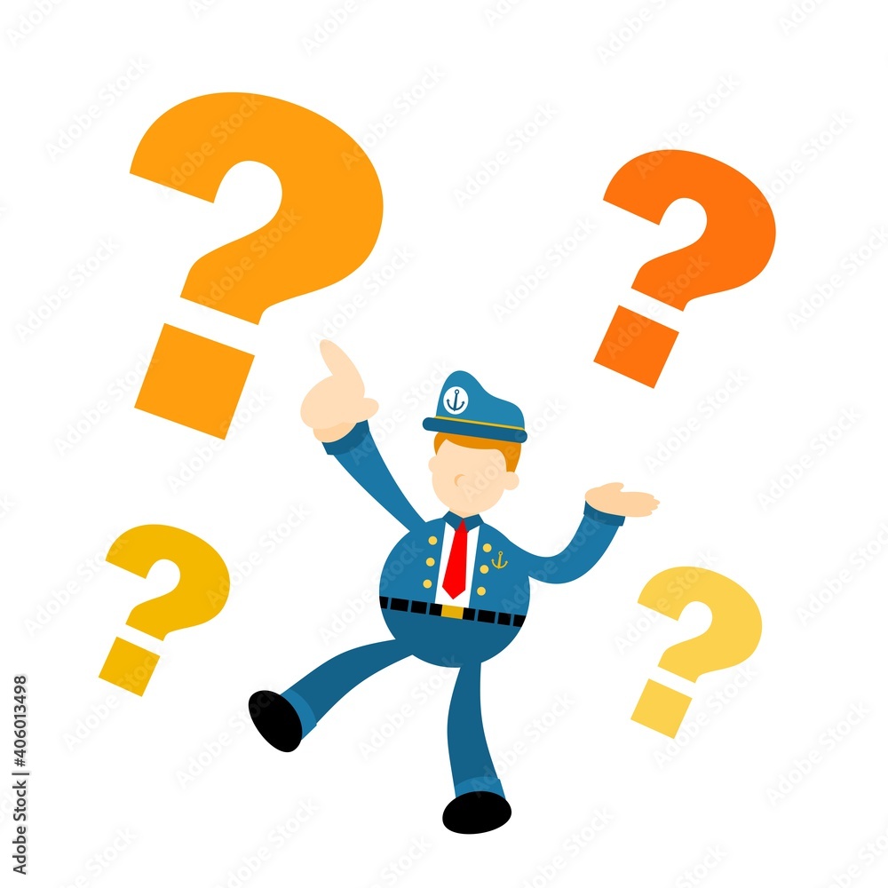 sailor captain navy and ask question sign cartoon doodle flat design style vector illustration sailor captain navy and ask question sign cartoon doodle flat design style vector illustration