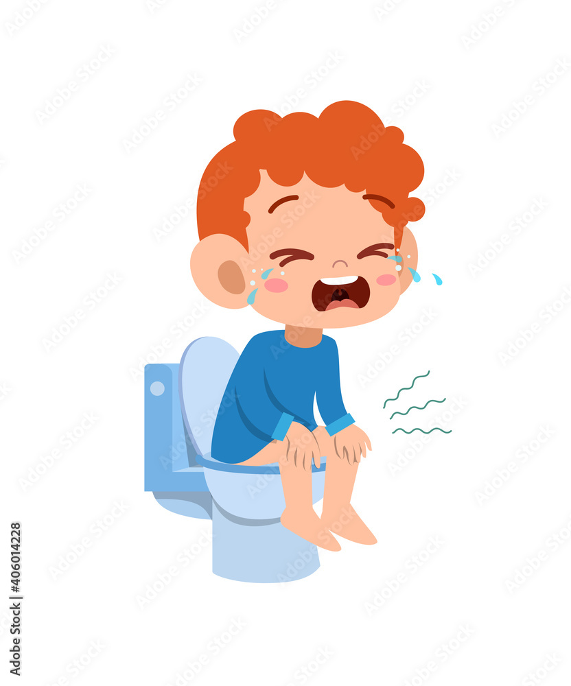 kid boy having diarrhea vector