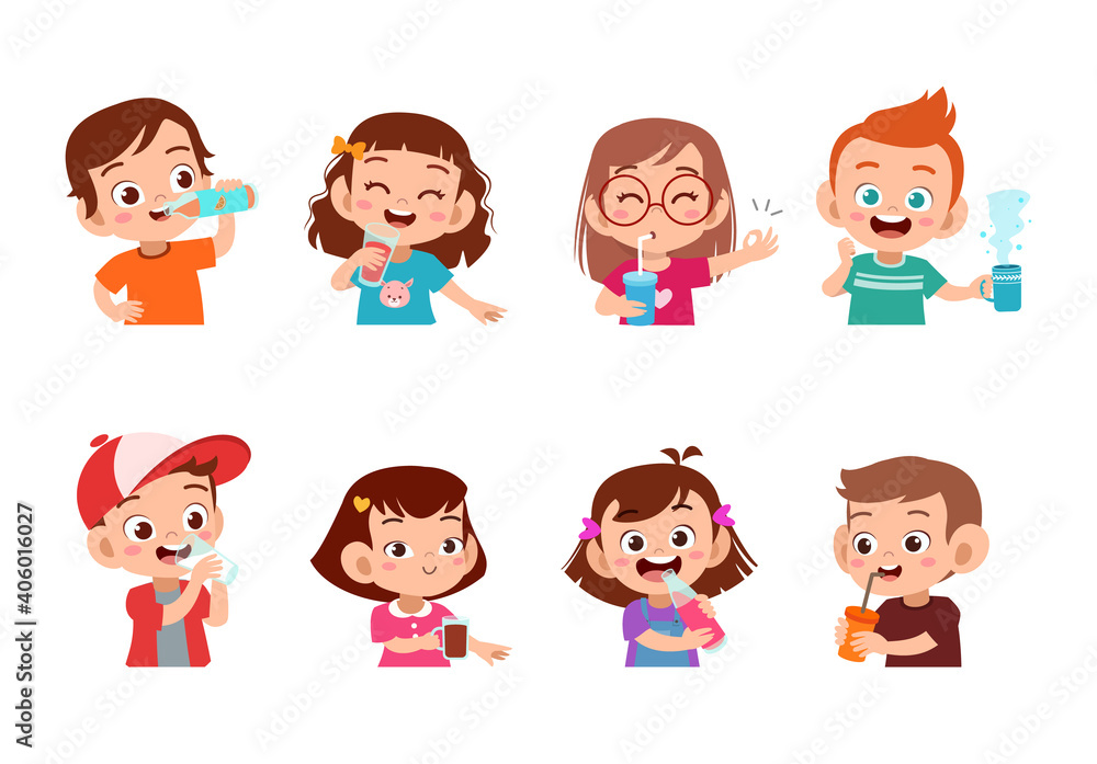 kids drinking isolated vector illustration kids drinking isolated vector illustration