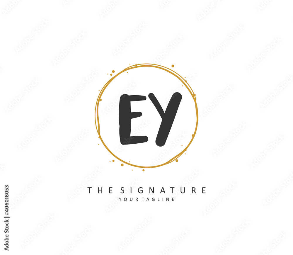 EY Initial letter handwriting and signature logo. A concept handwriting initial logo with template element.