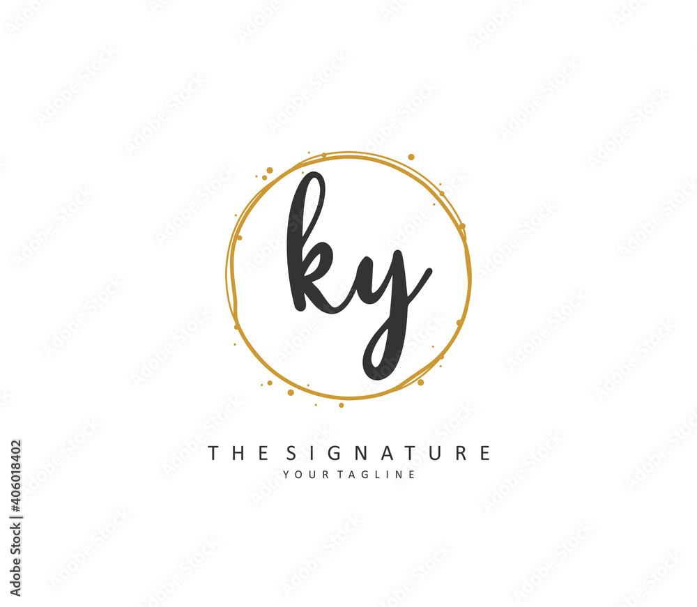 KY Initial letter handwriting and signature logo. A concept handwriting initial logo with template element. KY Initial letter handwriting and signature logo. A concept handwriting initial logo with template element.