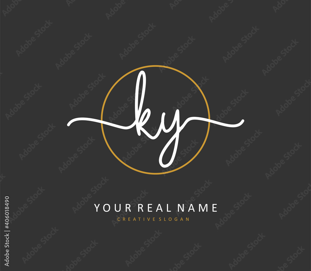 KY Initial letter handwriting and signature logo. A concept handwriting initial logo with template element. KY Initial letter handwriting and signature logo. A concept handwriting initial logo with template element.