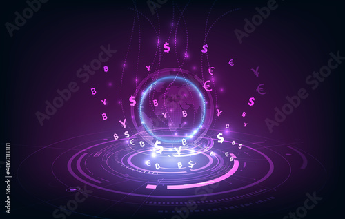 Money transfer. Global Currency. Stock Exchange. Stock vector illustration.