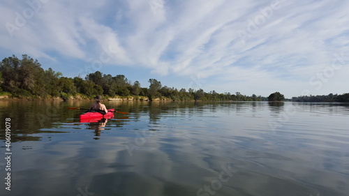 Woman kayaking on Lake Natoma