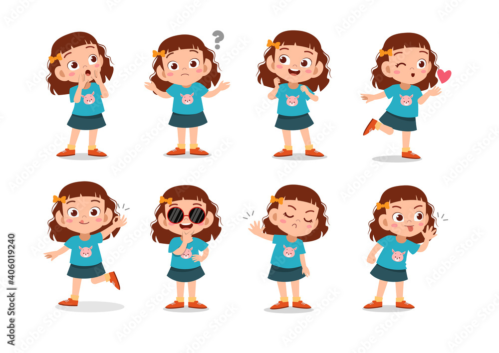 kid child expression vector illustration set bundle