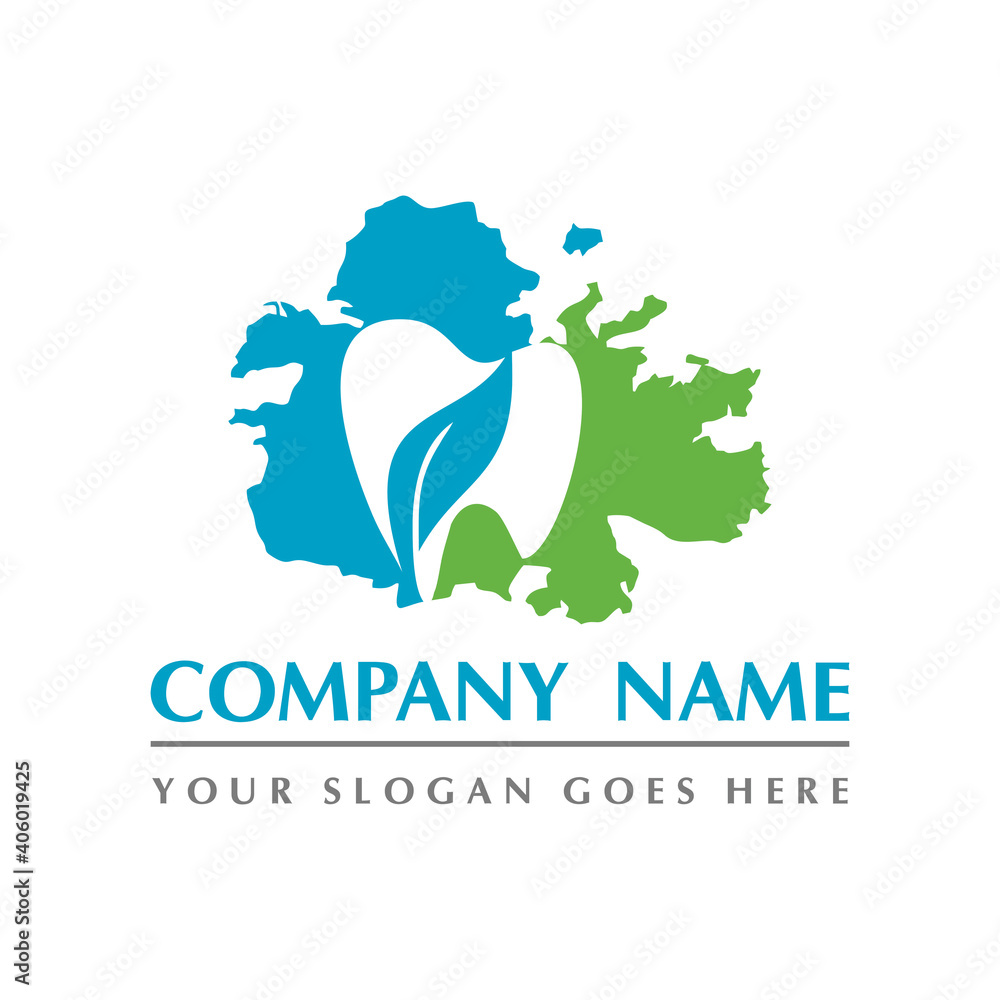 antigua map and teeth dental care symbol logo vector Stock Vector