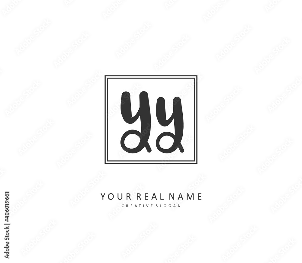 YY Initial letter handwriting and signature logo. A concept handwriting initial logo with template element.