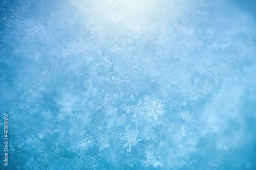 Fototapeta Naklejka Na Ścianę i Meble -  Macro background of fresh snowflake texture
