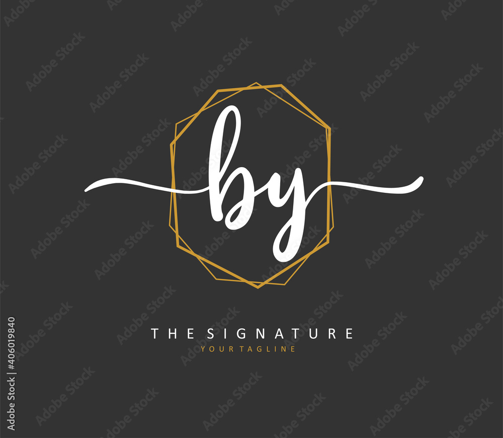 BY Initial letter handwriting and signature logo. A concept handwriting initial logo with template element. BY Initial letter handwriting and signature logo. A concept handwriting initial logo with template element.