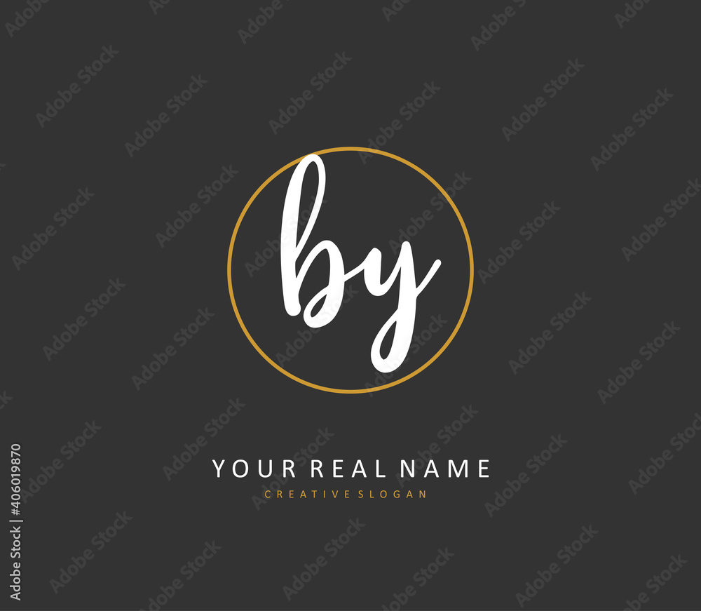 BY Initial letter handwriting and signature logo. A concept handwriting initial logo with template element. BY Initial letter handwriting and signature logo. A concept handwriting initial logo with template element.