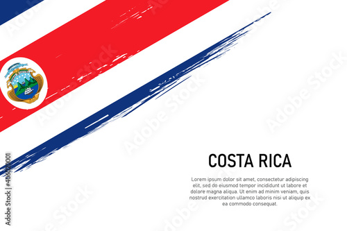 Grunge styled brush stroke background with flag of Costa Rica