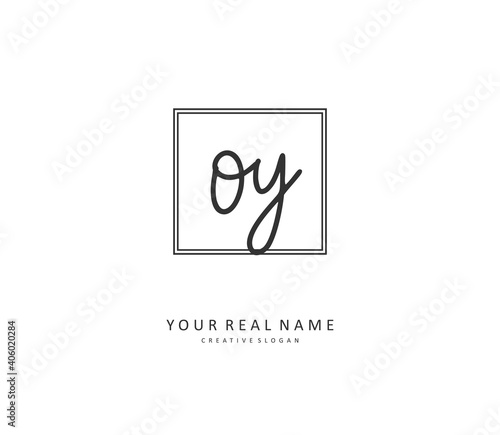 OY Initial letter handwriting and signature logo. A concept handwriting initial logo with template element.