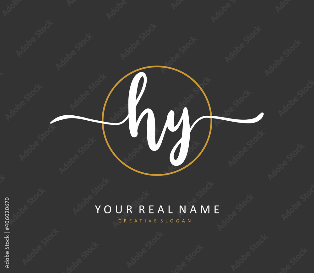 HY Initial letter handwriting and signature logo. A concept handwriting initial logo with template element. HY Initial letter handwriting and signature logo. A concept handwriting initial logo with template element.