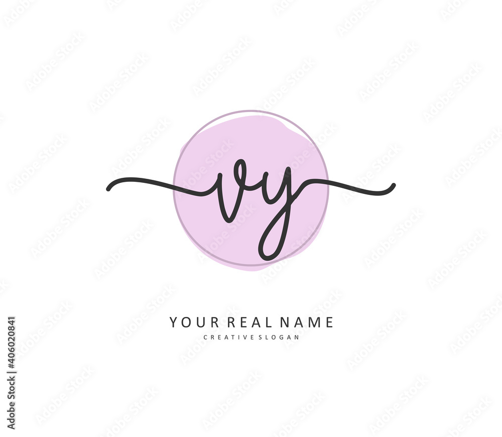 VY Initial letter handwriting and signature logo. A concept handwriting initial logo with template element.