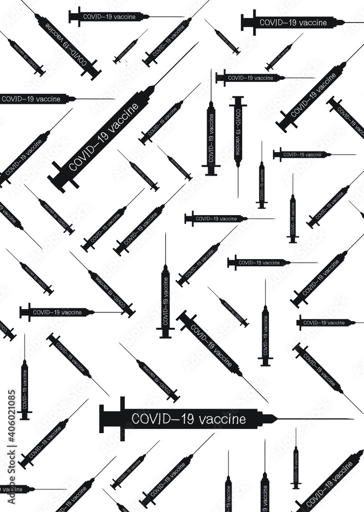 Illustrated scattered COVID-19 Vaccine syringes for a background. Illustrated scattered COVID-19 Vaccine syringes for a background.