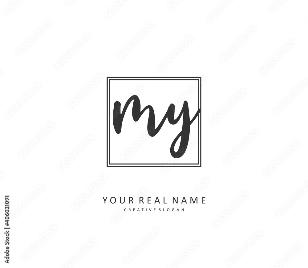 MY Initial letter handwriting and signature logo. A concept handwriting initial logo with template element. MY Initial letter handwriting and signature logo. A concept handwriting initial logo with template element.