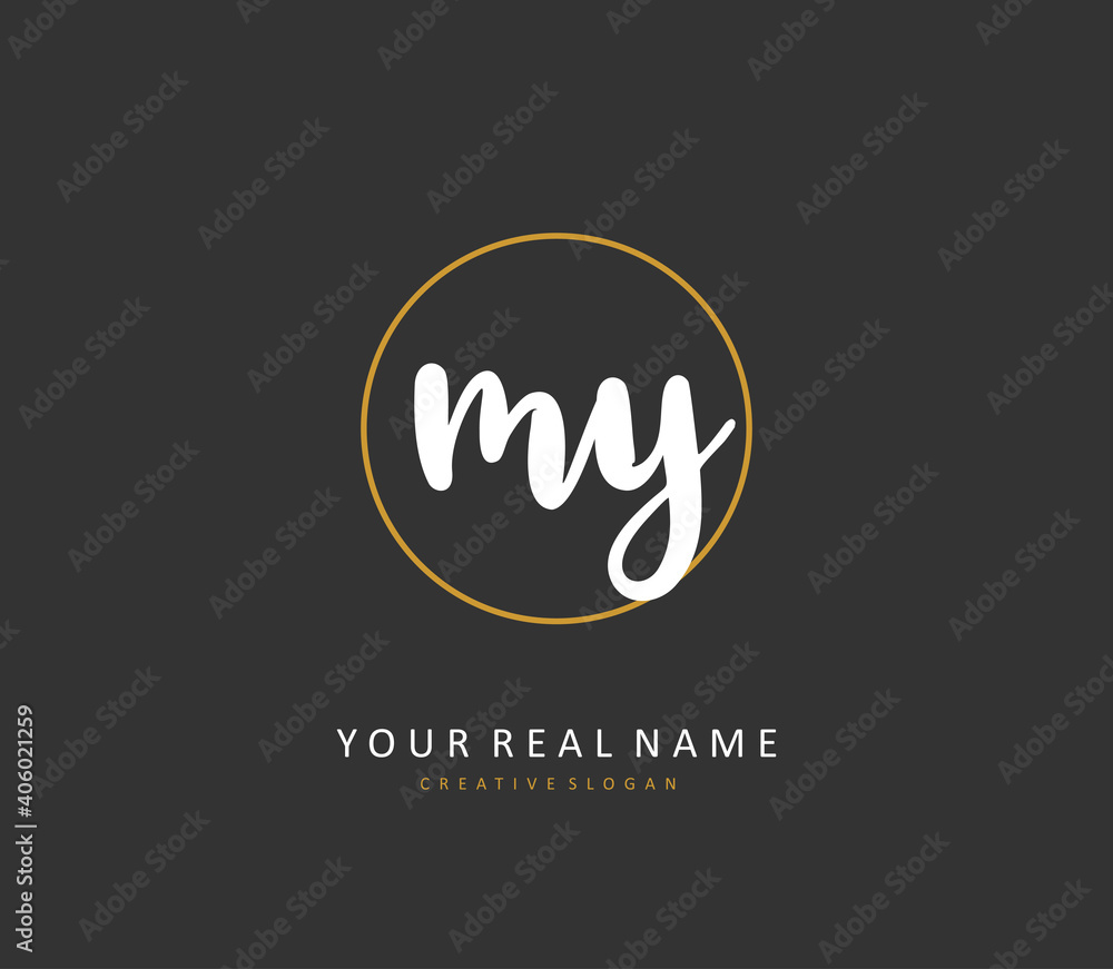 MY Initial letter handwriting and signature logo. A concept handwriting initial logo with template element. MY Initial letter handwriting and signature logo. A concept handwriting initial logo with template element.